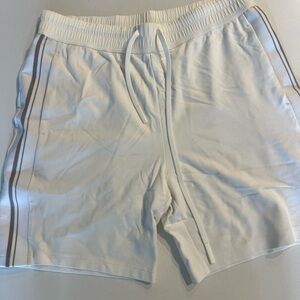 Theory White Athletic Shorts with Gray Stripes